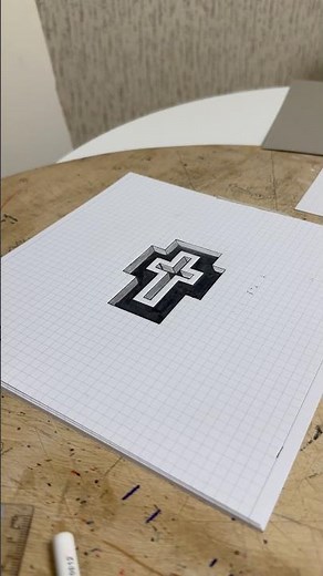 Satisfying 3D Cross Drawing on Graph Paper 📐✨#shorts