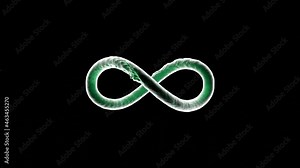 Moving infinity sign on black background. Design. Ribbed edges of 3d moving spirals in form of infinity. Looped infinity spiral with scales Stock Video