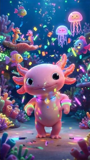Axolotl Rave Time with Luna! 🦎⚡| "I'm an Axolotl" EDM Remix | Animal Flow Factory