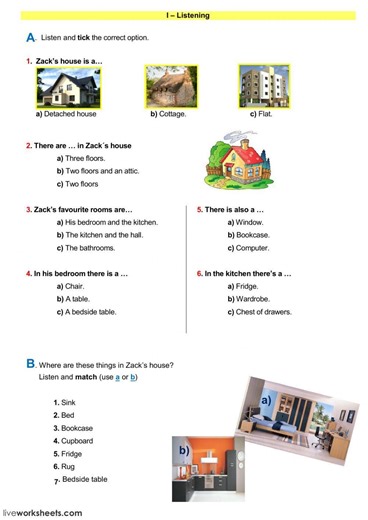 The house and furniture worksheet