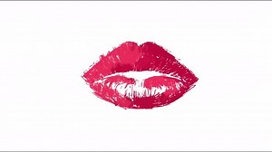 Animated lip print morphing loop on white background