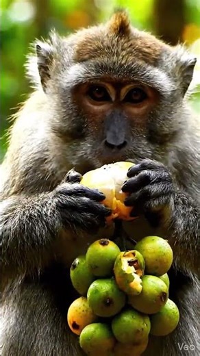 Cute Long-Tailed Macaque Eating Lanzones - Nature's Most Adorable Moment!