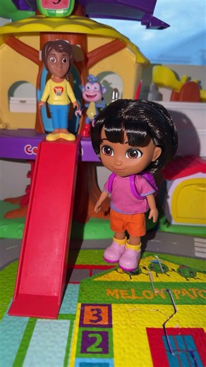 Nina Slides in treehouse of cocomelon with dora #shortsviral #fun