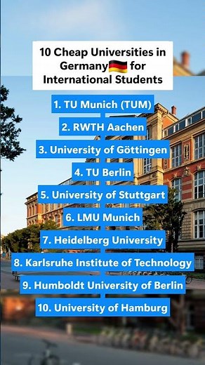 Top 10 Public Universities in Germany (No Tuition Fee) 🇩🇪 | MS 2026 #Shorts
