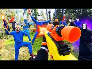 Nerf War /Spiderman and Amusement Park Battle Collection 4 (Nerf First Person Shooter)