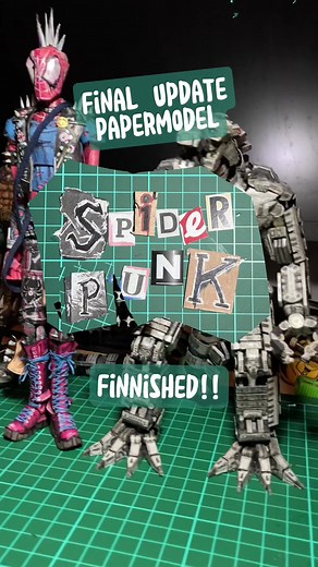 Finally after 23 days, paper action figure spider-punk is completed🤟🤟, my fav figure i’ve made so far #spiderpunk #hobiebrown #spiderpunkfanart #spidermanacrossthespiderverse #papermodel #paperfigure #art #artwork #artistsoftiktok #fyp