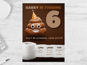 Editable Poop Emoji Birthday Invitation Template – Printable & Animated Digital Download - Etsy