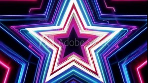Tunnel with disco style stars,VJ Loop Glowing Disco Tunnel, Neon Star Tunnel