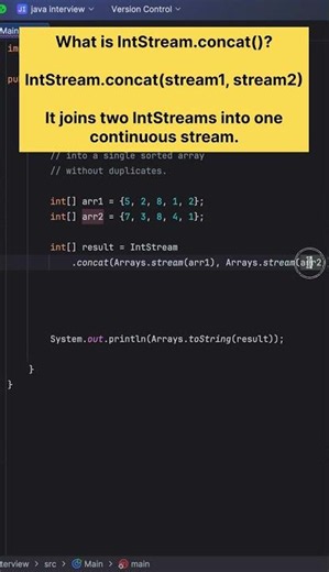 Top Java Interview Question: Merge Arrays with Streams 🚀 #shorts