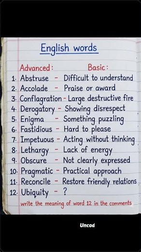 12 Advanced English Words | Improve Your Vocabulary Fast 📚✨