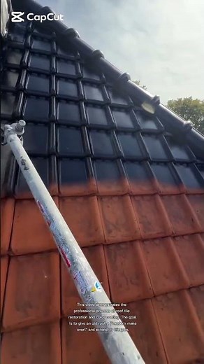 professional process of roof tile restoration and color coating.
