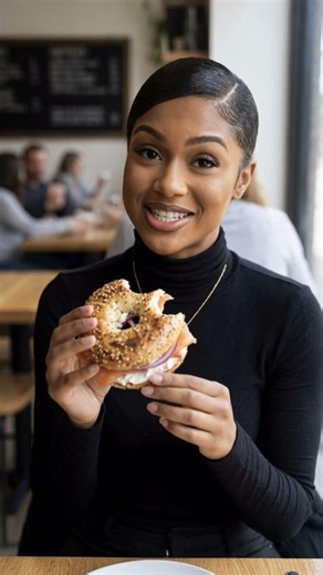 My Elite Café Morning Routine + The Ultimate Bagel Order! 🥯☕️ #shorts #viral #foodie