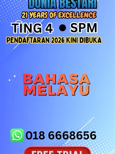 Pendaftaran Kelas Tingkatan 4 & SPM Dibuka!