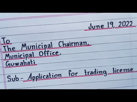 Application for Trading License || How to write an application / formal letter || #handwriting