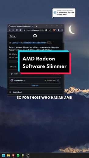 Replying to @FireStudio This is the Radeon Software Slimmer made to give you the power to choose what to install or skip when using AMD graphics card drivers and software. Inspired by other open source NVIDIA tools for slimming down the bloat from the install. However, this is not owned, supported or endorsed by AMD. So please keep that in mind. #amd #optimizepc #techtok #pcgaming #techtips