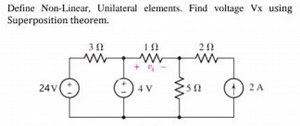 Define Non-Linear, Unilateral elements. Find voltage Vx using S... | Filo