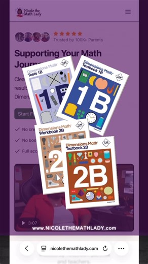 Nicole the Math Lady on Instagram: "🎉 Let’s go!!! You’ve been asking when new maths videos are dropping, they’re here!!! This week when you log in, you’ll find Math 1B and 2B math lessons for Singapore Dimensions are uploaded and ready for more happy mathing 😉 💜 Now I already know your next question: “When will the rest of the levels get uploaded?” VERY soon!!! Stay tuned for another announcement coming Next week 👀 #homeschooling #homeschoolmath #mathlessons"