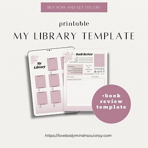 My Library Log and Book Review Templates - Etsy UK