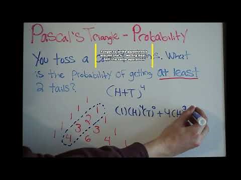 Pascal's Triangle - Probability - Coin Toss Problem - Example #2