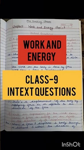 Work and Energy | In text Questions | Class-9 | NCERT | Science | Questions and Answers | Youtube