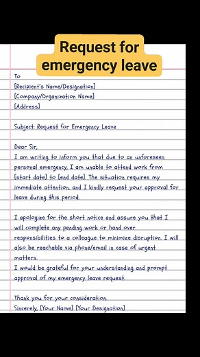 18K views · 318 reactions | Request letter writing idea part_77 #emergencyleave | English Class | Facebook