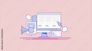 Advertising analytics. Ad campaign performance report and optimization, return on investment video animation.