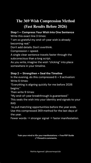 The 369 Wish Compression Method (FAST Results Before 2026)