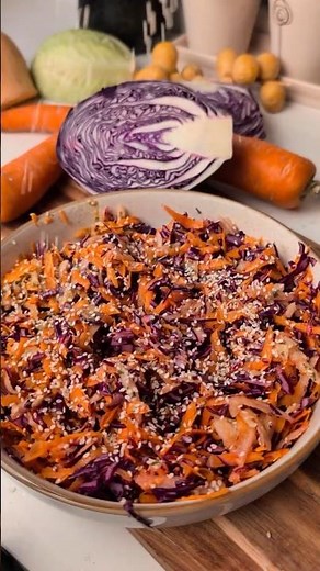 Carrot, Apple Red Cabbage Salad #CarrotSalad #RedCabbageSalad #HealthySalad #EasySalad #SaladRecipe
