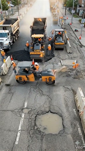 Satisfying Road Construction Process | Full Road Rebuild Timelapse