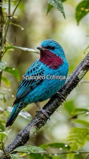 Relaxing Spangled Cotinga in the Rain | Beautiful Bird Moments 💎🌧️