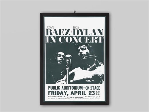 Bob Dylan and Joan Baez 1965 Public Auditorium Vintage Concert Poster. Bob Dylan Poster. Music Poster. Vintage Poster. Concert Poster. - Etsy Canada