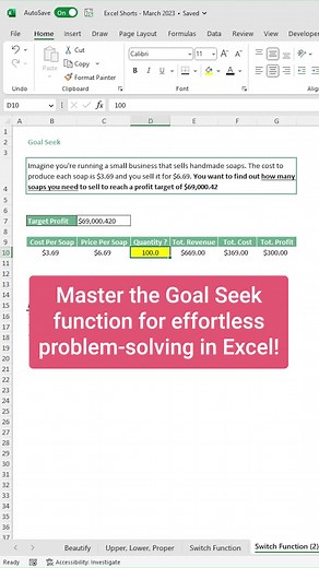 Master Excel's Goal Seek Function in Just 20 Seconds! 🎯 #excel #spreadsheet #exceltricks #exceltutorial #goalseek