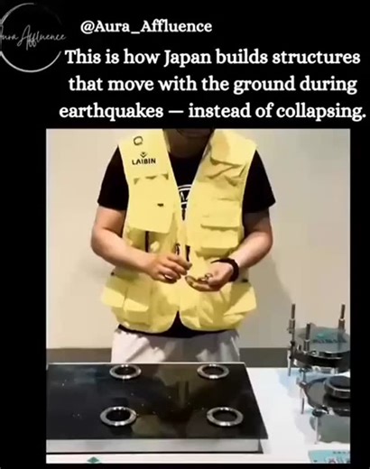 Business | Motivation | News on Instagram: "In Japan, engineers design buildings to move with earthquakes instead of fighting them. Japan experiences over 1,000 measurable earthquakes every year, so its skyscrapers are engineered with the precision of high-end machinery. The principle is simple but transformative: a building can’t outrun seismic energy, so it’s placed on systems that let it glide, shift, and absorb motion, preventing cracks and collapse. Modern towers often sit on base isolation