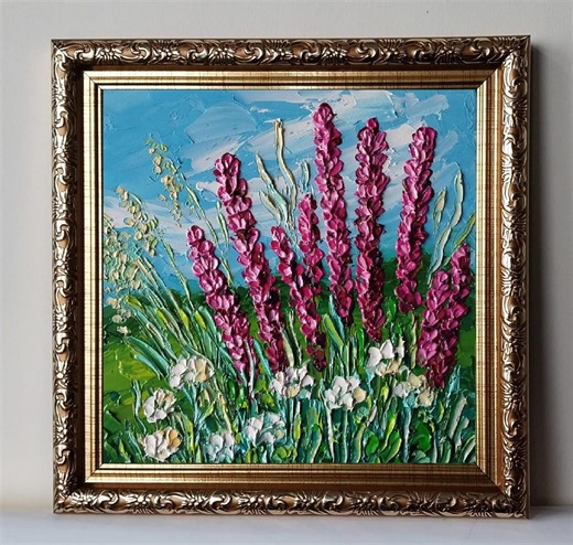Framed Midwest Wildflowers Oil Painting Original: Tallgrass Prairie Flowers Landscape Impasto Art 6x6" - Etsy