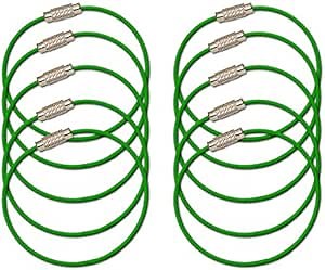 MantaRing - Cable Key Ring with Screw Lock - Strong, Flexible, Waterproof. One Ring for Keys and So Much More (10 Pack) (Green)