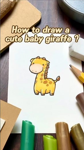 Draw a stubby little giraffe that wins everyone's heart 💕 #cuteart #giraffe #animalart #howtodraw