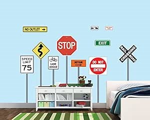 Kids Wall Stickers, Stop Sign Stickers, Traffic Sign Stickers, Rail Road Crossing Sign