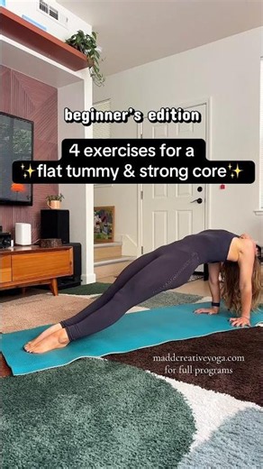 4 beginner-friendly exercises for a flat tummy ✨ #core #pilates #movement