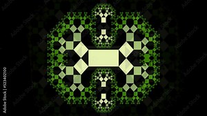 Pythagoras tree patterns in tunnel animation changed colors on black background. Animated fractal patterns. Stock Video