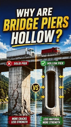 😱 Why Are Bridge Piers Hollow? #shorts #Engineering #Bridge