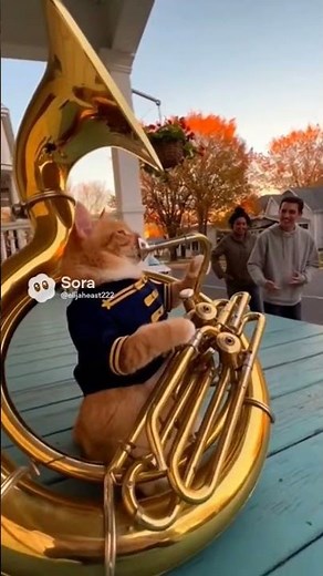 a cat playing a sousaphone