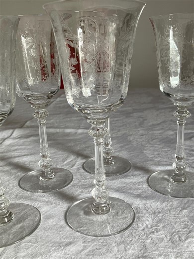 Vintage Heisey Ribbed Orchid 8.25” Wine Glass Water Goblet