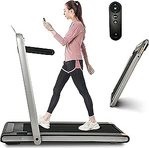 2 in 1 Under Desk Treadmill, 2.5HP Folding Electric Treadmill Walking Jogging Machine for Home Office with Remote Control, Black