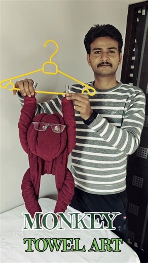 Towel Folding Monkey 🐵 #diy #towelart #homedecor #folding #monkey