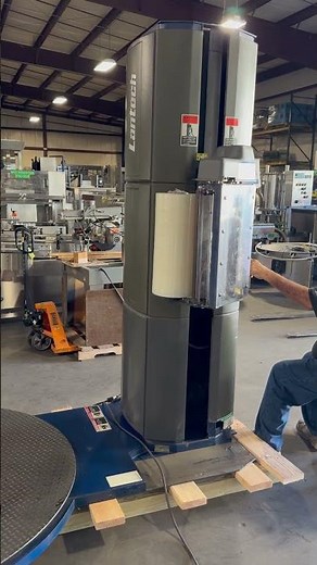 Lantech Q300 Pallet Wrapper function test. S/N QM021044. offered by Litchfield Packaging Machinery