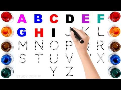Alphabet, ABC song, abcd, a to z, Kids rhymes, collection for writing along dotted lines for toddler