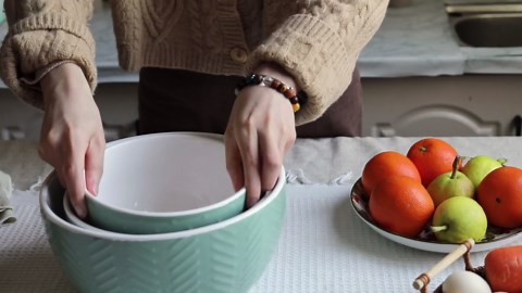 HAPPY KIT Ceramic Mixing Bowls Set, Serving Bowls Set For Kitchen,Large 5/3/1.5 Quart Bowl Set of 3, Prep Nesting Bowl for Baking and Mixing Salad,Avocado green