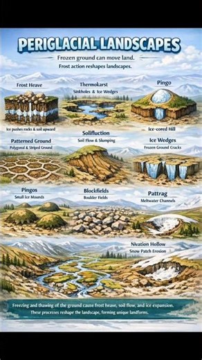 Periglacial landforms #geography #geography #history #geomorphology#river #new #viral #trending #ace