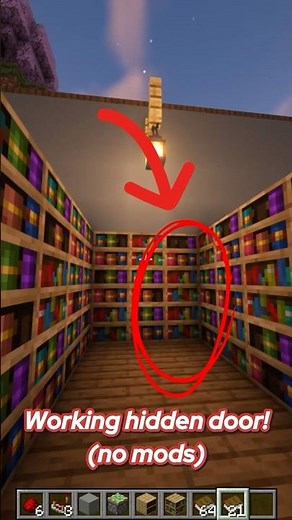Real Hidden Bookshelf Door In Minecraft (no mods)