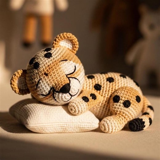 Crochet Sleeping Cheetah Cub Amigurumi Pattern, Safari Nursery Decor (PDF Download) - Etsy